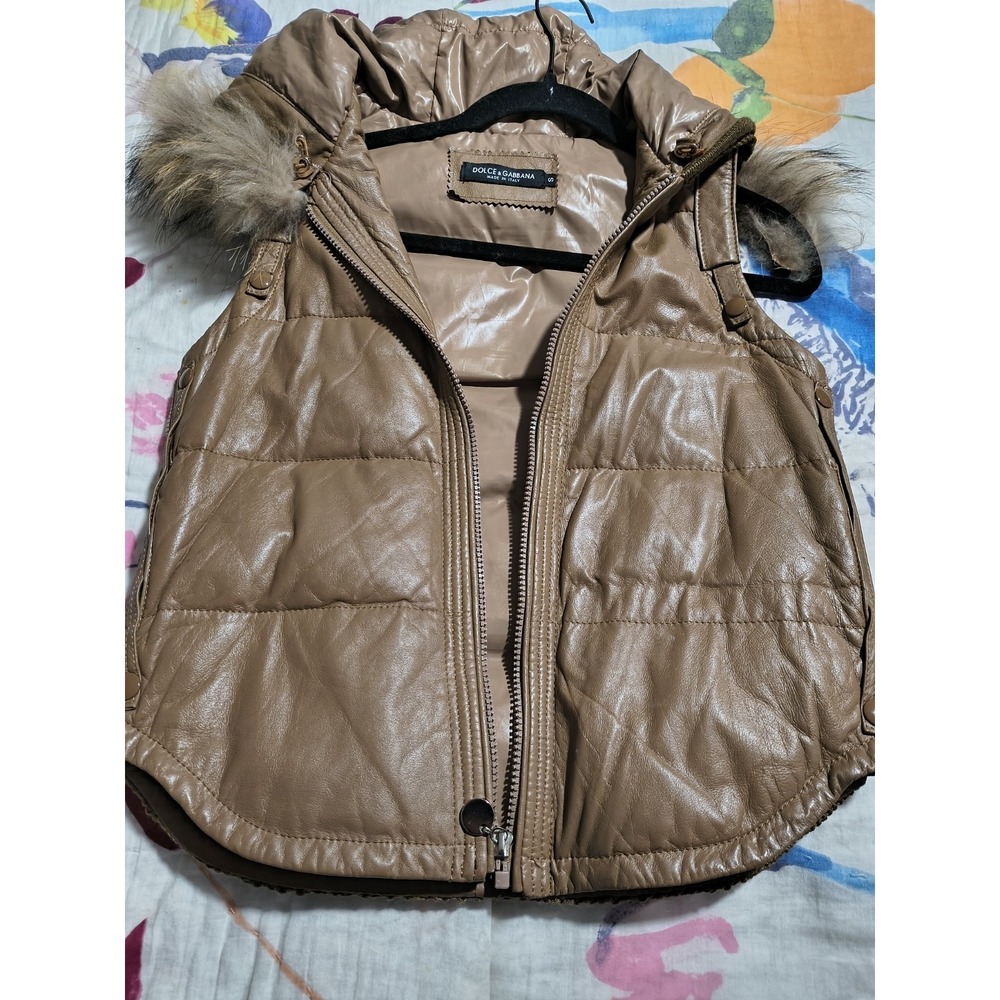 Dolce And Gabbana Down & Feather Filled Shearling Fur Puffy Vest - Picture 2 of 9